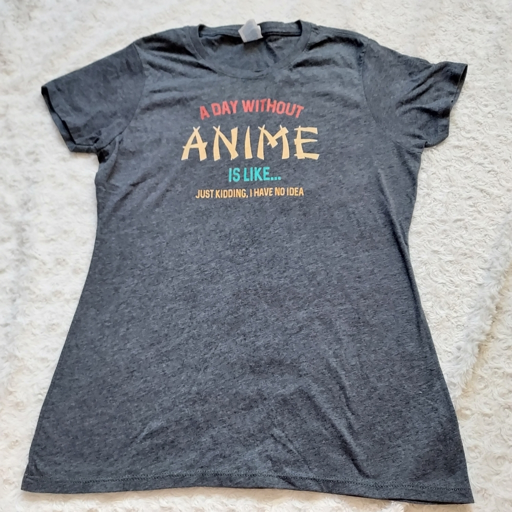 Port & Company Gray "Day without Anime" Graphic T-shirt Small Cosplay